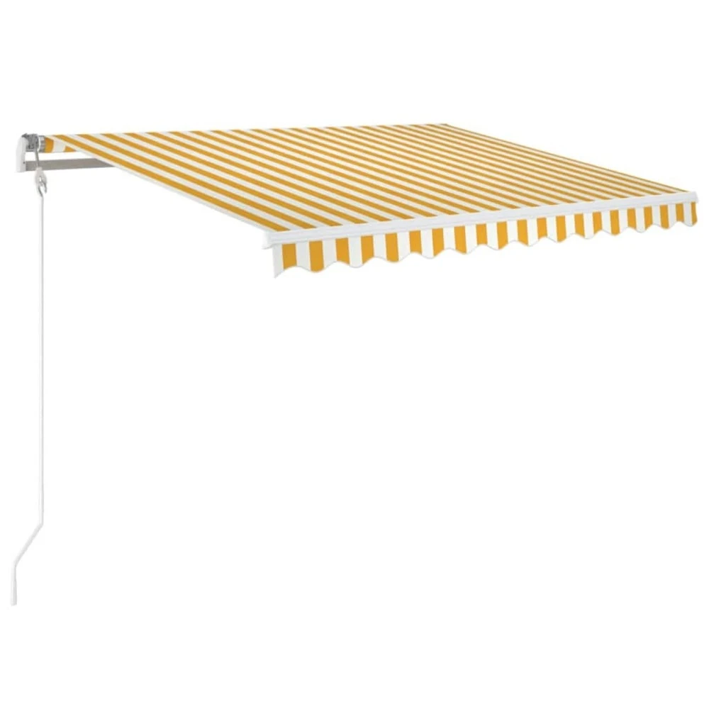 VIDAXL Auvent Rétractable Automatique 350x250 Cm Jaune Et Blanc 2 VIDAXL Auvent Rétractable Automatique 350x250 Cm Jaune Et Blanc – Image 2