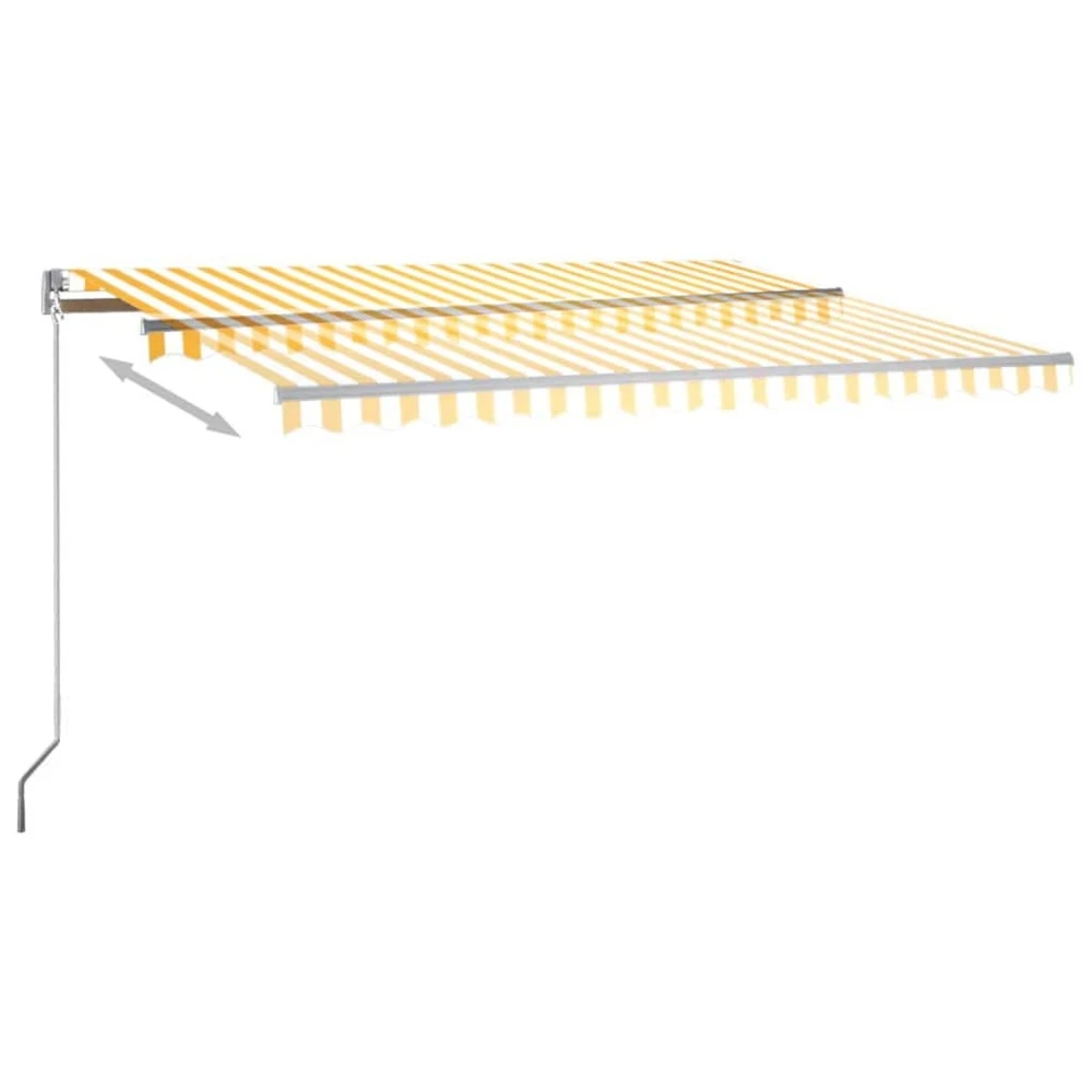 VIDAXL Auvent Automatique Sur Pied 450x300 Cm Jaune/blanc 5 VIDAXL Auvent Automatique Sur Pied 450x300 Cm Jaune/blanc – Image 5