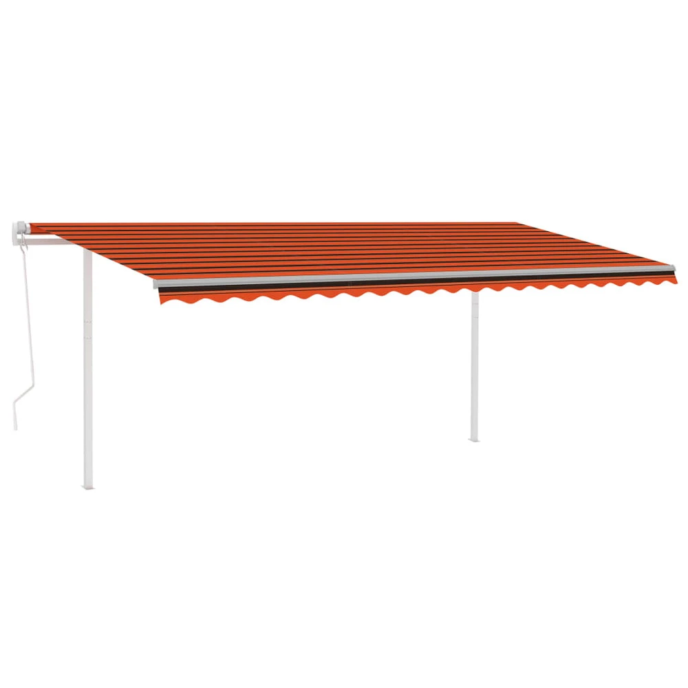 VIDAXL Auvent Rétractable Automatique Et Poteaux 5x3m Orange Et Marron 2 VIDAXL Auvent Rétractable Automatique Et Poteaux 5x3m Orange Et Marron – Image 2