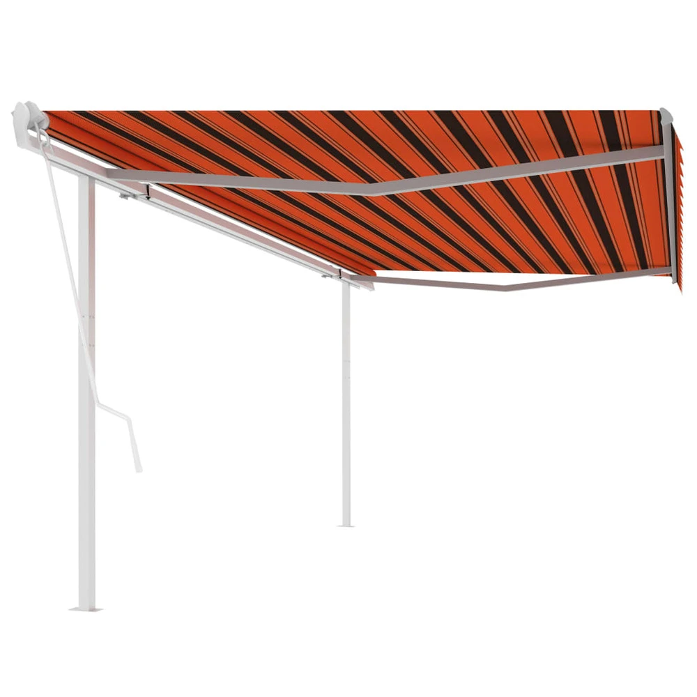 VIDAXL Auvent Rétractable Automatique Et Poteaux 5x3m Orange Et Marron 1 VIDAXL Auvent Rétractable Automatique Et Poteaux 5x3m Orange Et Marron