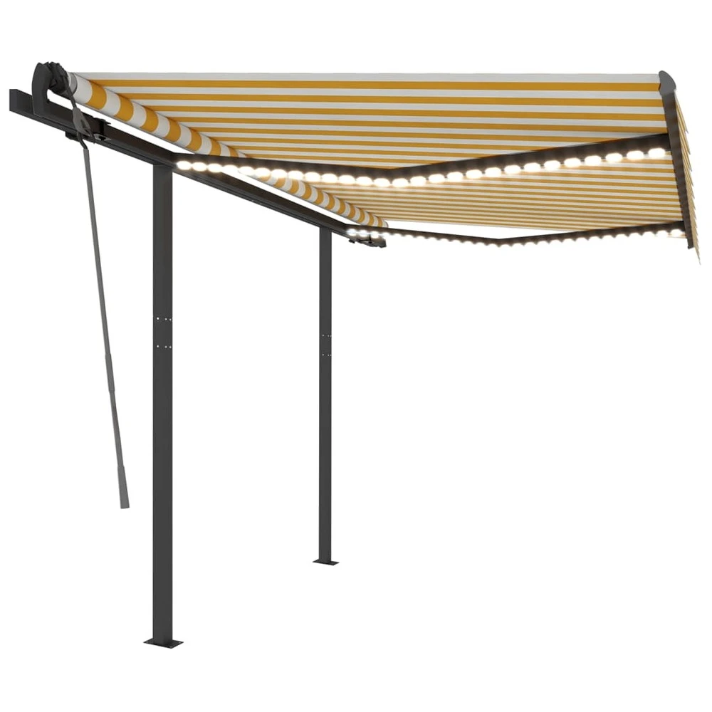 VIDAXL Auvent Automatique Capteur De Vent Led 3,5x2,5 M Jaune Et Blanc 2 VIDAXL Auvent Automatique Capteur De Vent Led 3,5x2,5 M Jaune Et Blanc – Image 2