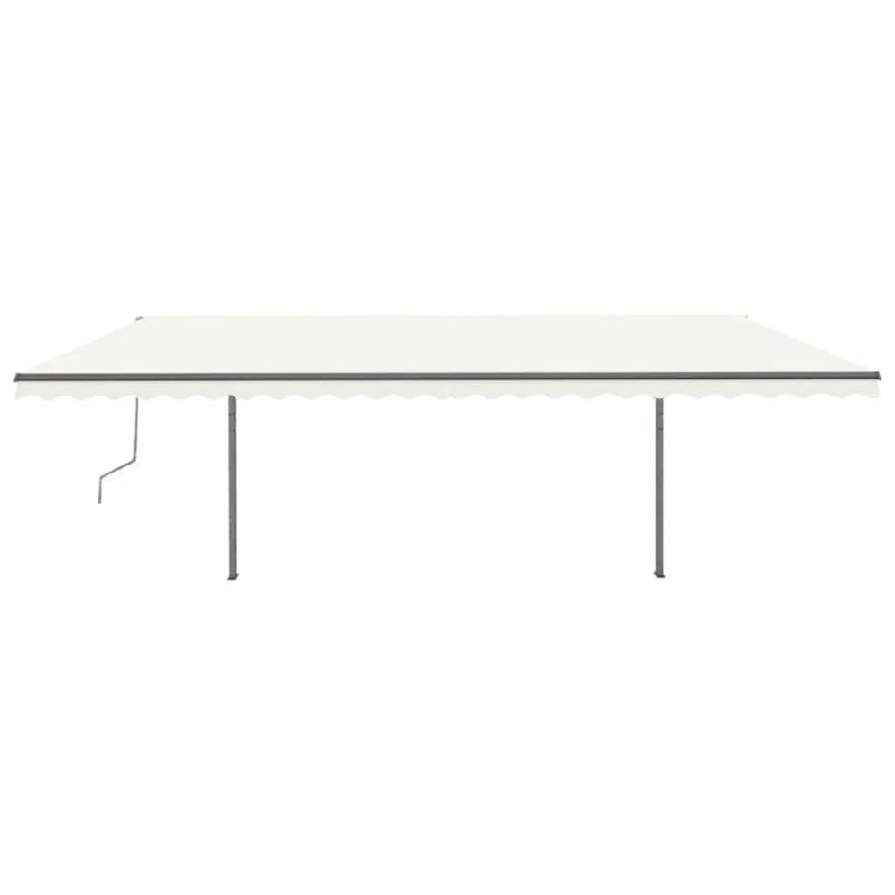 VIDAXL Auvent Manuel Rétractable Avec Poteaux 3,5x2,5 M Crème 5 VIDAXL Auvent Manuel Rétractable Avec Poteaux 3,5x2,5 M Crème – Image 5