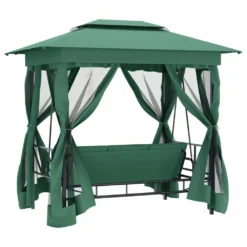 VIDAXL Tonnelle De Jardin Banc Pivotant Convertible Vert Tissu Acier -Konst Decor Magasin 645a96a5584af5.98686689