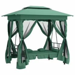 VIDAXL Tonnelle De Jardin Banc Pivotant Convertible Vert Tissu Acier -Konst Decor Magasin 645a96a567de91.95457136