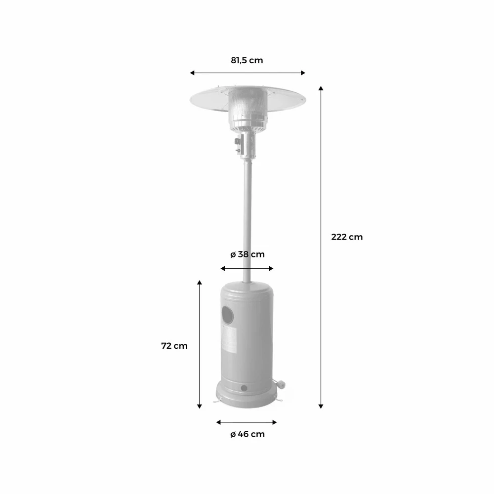 Chauffage D'extérieur à Gaz 13kw - Siberia - Parasol Chauffant Noir. Avec Roulettes Et Stabilisateur 6 Chauffage D'extérieur à Gaz 13kw - Siberia - Parasol Chauffant Noir. Avec Roulettes Et Stabilisateur – Image 6