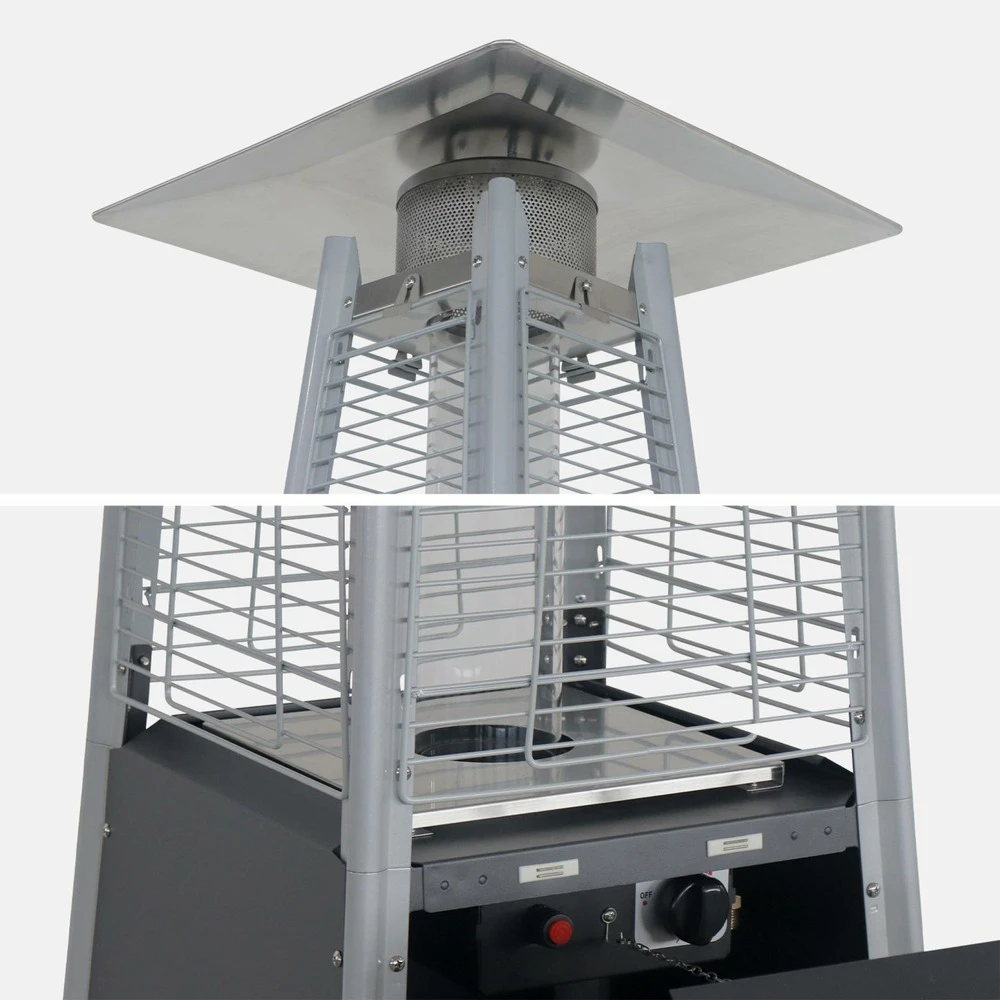 Lot De 2 Chauffages D'extérieur - Sweden - Parasols Chauffants Gaz Pyramide. Design. Véritable Flamme. Roulettes Incluses 3 Lot De 2 Chauffages D'extérieur - Sweden - Parasols Chauffants Gaz Pyramide. Design. Véritable Flamme. Roulettes Incluses – Image 3