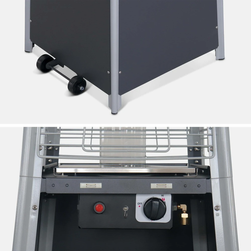 Lot De 2 Chauffages D'extérieur - Sweden - Parasols Chauffants Gaz Pyramide. Design. Véritable Flamme. Roulettes Incluses 5 Lot De 2 Chauffages D'extérieur - Sweden - Parasols Chauffants Gaz Pyramide. Design. Véritable Flamme. Roulettes Incluses – Image 5