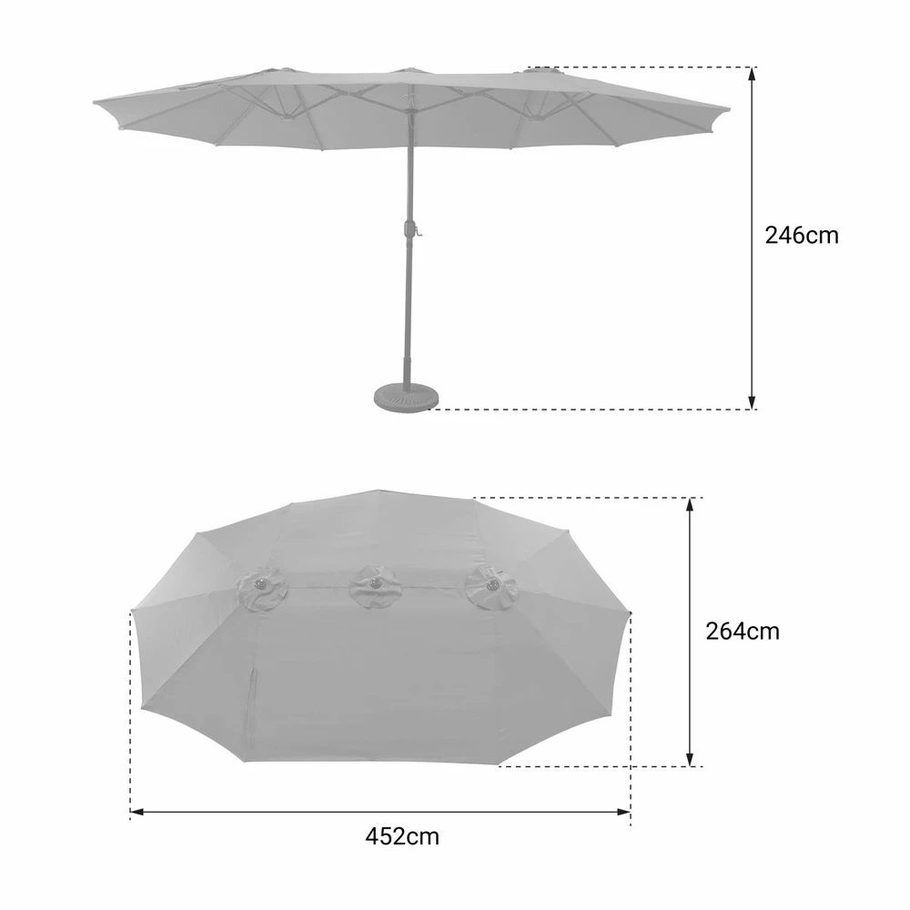 Parasol Double 2,7x4,6m Linai Noir 4 Parasol Double 2,7x4,6m Linai Noir – Image 4