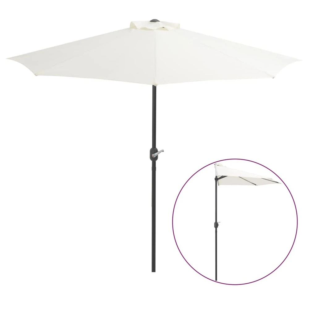 VIDAXL Parasol De Balcon Avec Mât En Aluminium Sable 270x144 Cm Demi 2 VIDAXL Parasol De Balcon Avec Mât En Aluminium Sable 270x144 Cm Demi – Image 2
