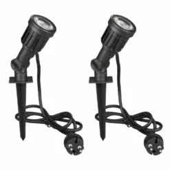 LuxForm Projecteur Led De Jardin 2 Pcs Dominica Noir Lux9522d.01