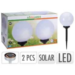 Progarden Ensemble De Lampes Solaires à Led Ball 2 Pcs 20 Cm Blanc