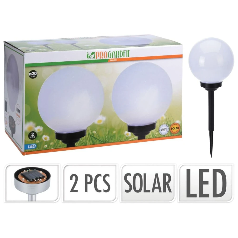 Progarden Ensemble De Lampes Solaires à Led Ball 2 Pcs 20 Cm Blanc 1 Progarden Ensemble De Lampes Solaires à Led Ball 2 Pcs 20 Cm Blanc
