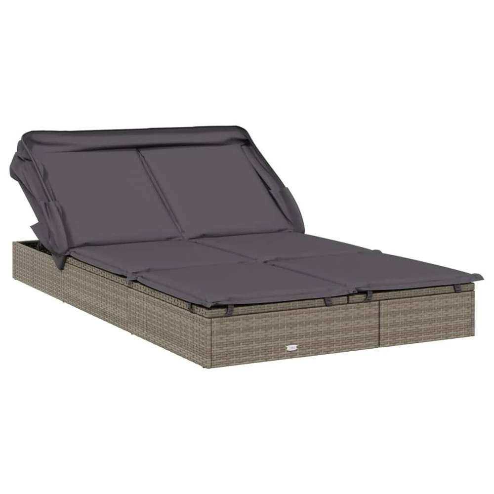 VIDAXL Transat 2 Places Avec Toit Pliable Gris 213x118x97 Cm 1 VIDAXL Transat 2 Places Avec Toit Pliable Gris 213x118x97 Cm