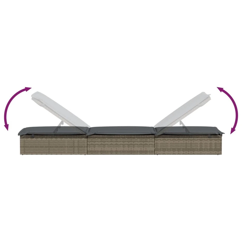 VIDAXL Transat Avec Table Gris Résine Tressée 7 VIDAXL Transat Avec Table Gris Résine Tressée – Image 7