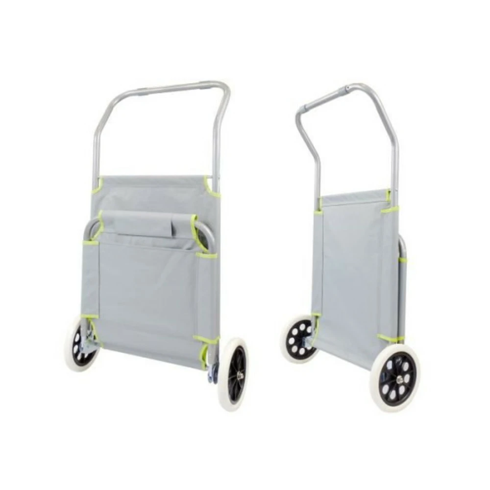 Transat Chaise De Plage A Roulette Vert Et Gris 5 Transat Chaise De Plage A Roulette Vert Et Gris – Image 5