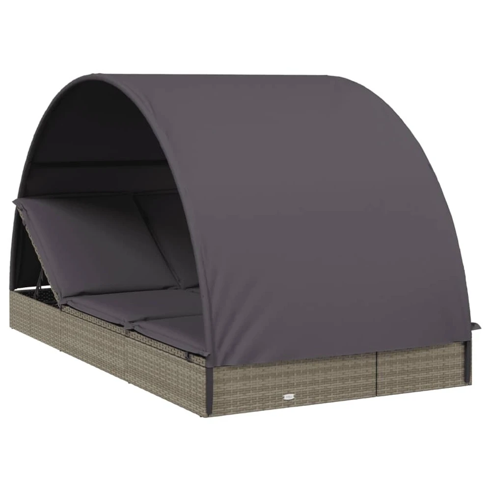 VIDAXL Transat 2 Places Avec Toit Rond Gris 211x112x140 Cm 1 VIDAXL Transat 2 Places Avec Toit Rond Gris 211x112x140 Cm