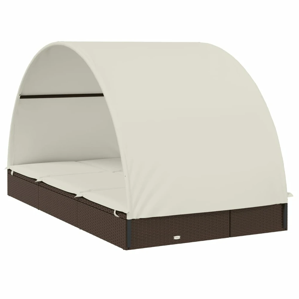 VIDAXL Transat 2 Places Avec Toit Rond Marron 211x112x140 Cm 4 VIDAXL Transat 2 Places Avec Toit Rond Marron 211x112x140 Cm – Image 4