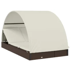 VIDAXL Transat 2 Places Avec Toit Rond Marron 211x112x140 Cm