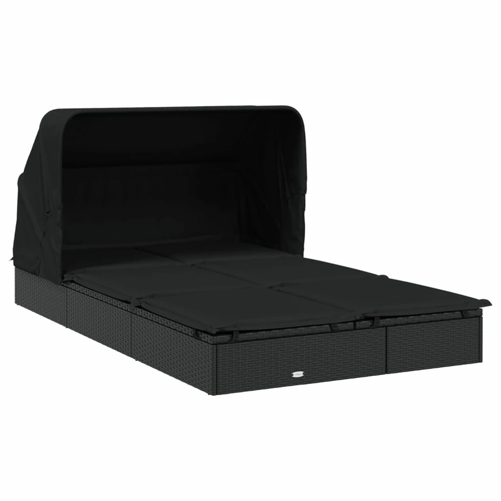 VIDAXL Transat 2 Places Avec Toit Pliable Noir 213x118x97 Cm 4 VIDAXL Transat 2 Places Avec Toit Pliable Noir 213x118x97 Cm – Image 4