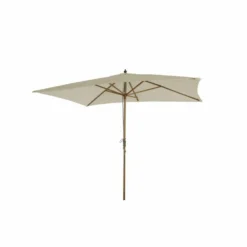 Parasol Droit Hoani En Bambou Contreplaqué Et Tissu Beige Clair