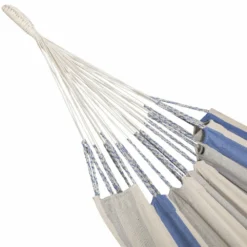 Toile De Hamac Rayée - Bleu Turquoise / Gris Clair / écru. 1 Personne. 100% Polycoton. 240x160cm 7 Toile De Hamac Rayée - Bleu Turquoise / Gris Clair / écru. 1 Personne. 100% Polycoton. 240x160cm -Konst Decor Magasin 64627e2c194c50.47654936