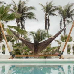 Toile De Hamac Marron. 1 Personne. 100% Polycoton. 240x160cm