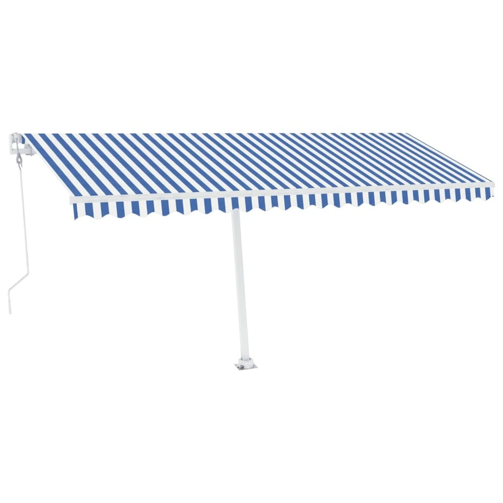 VIDAXL Auvent Automatique Capteur De Vent/led 500x300 Cm Bleu Et Blanc 1 VIDAXL Auvent Automatique Capteur De Vent/led 500x300 Cm Bleu Et Blanc