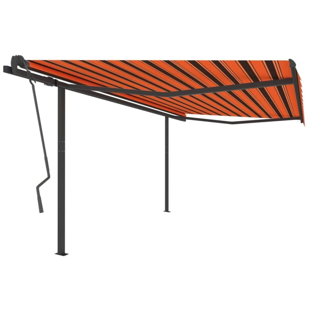 VIDAXL Auvent Automatique Rétractable Poteaux 4x3,5 M Orange Marron 1 VIDAXL Auvent Automatique Rétractable Poteaux 4x3,5 M Orange Marron