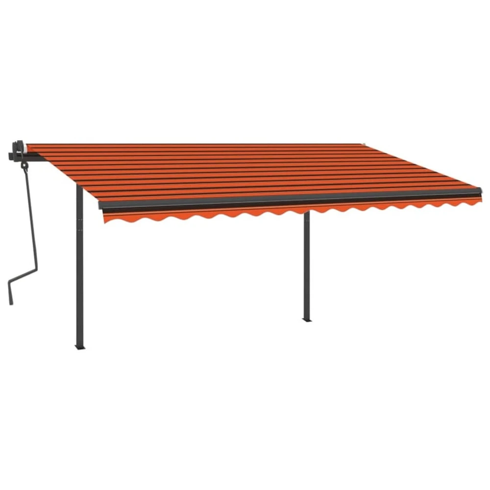 VIDAXL Auvent Automatique Rétractable Poteaux 4x3,5 M Orange Marron 2 VIDAXL Auvent Automatique Rétractable Poteaux 4x3,5 M Orange Marron – Image 2
