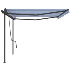 VIDAXL Auvent Manuel Rétractable Avec Poteaux 5x3 M Bleu Et Blanc 11 VIDAXL Auvent Manuel Rétractable Avec Poteaux 5x3 M Bleu Et Blanc -Konst Decor Magasin 6467161cc28ab7.68492915
