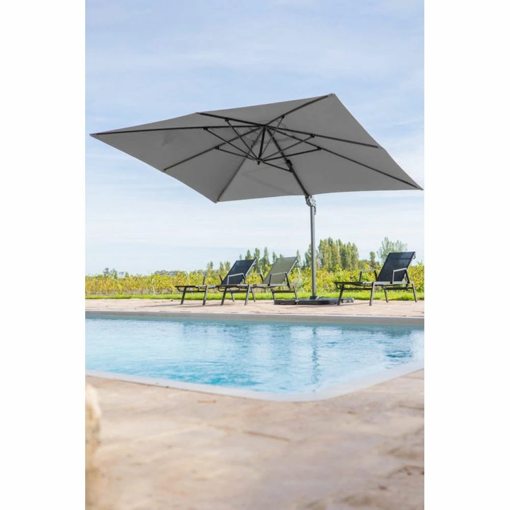 Parasol Déporté Poivre + Dalle Et Housse L400xh272xl300 - Jules - Cezare 1 Parasol Déporté Poivre + Dalle Et Housse L400xh272xl300 - Jules - Cezare