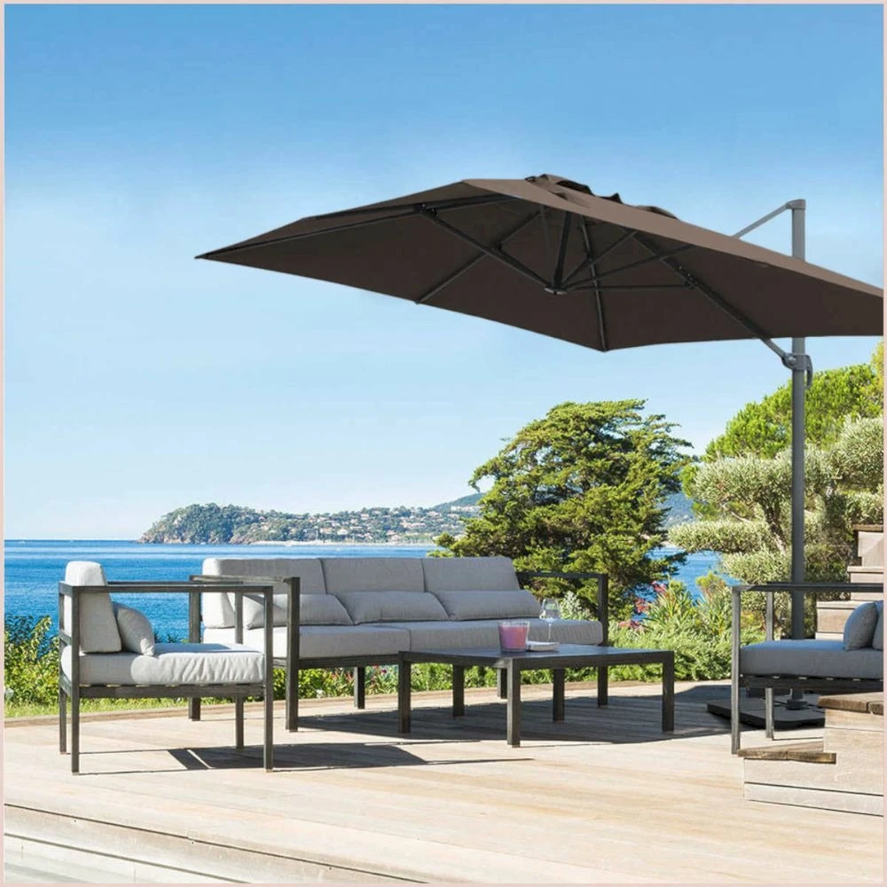 Parasol Déporté Marron Natural + Dalle Et Housse L400xh272xl300 - Jules - Cezare 6 Parasol Déporté Marron Natural + Dalle Et Housse L400xh272xl300 - Jules - Cezare – Image 6