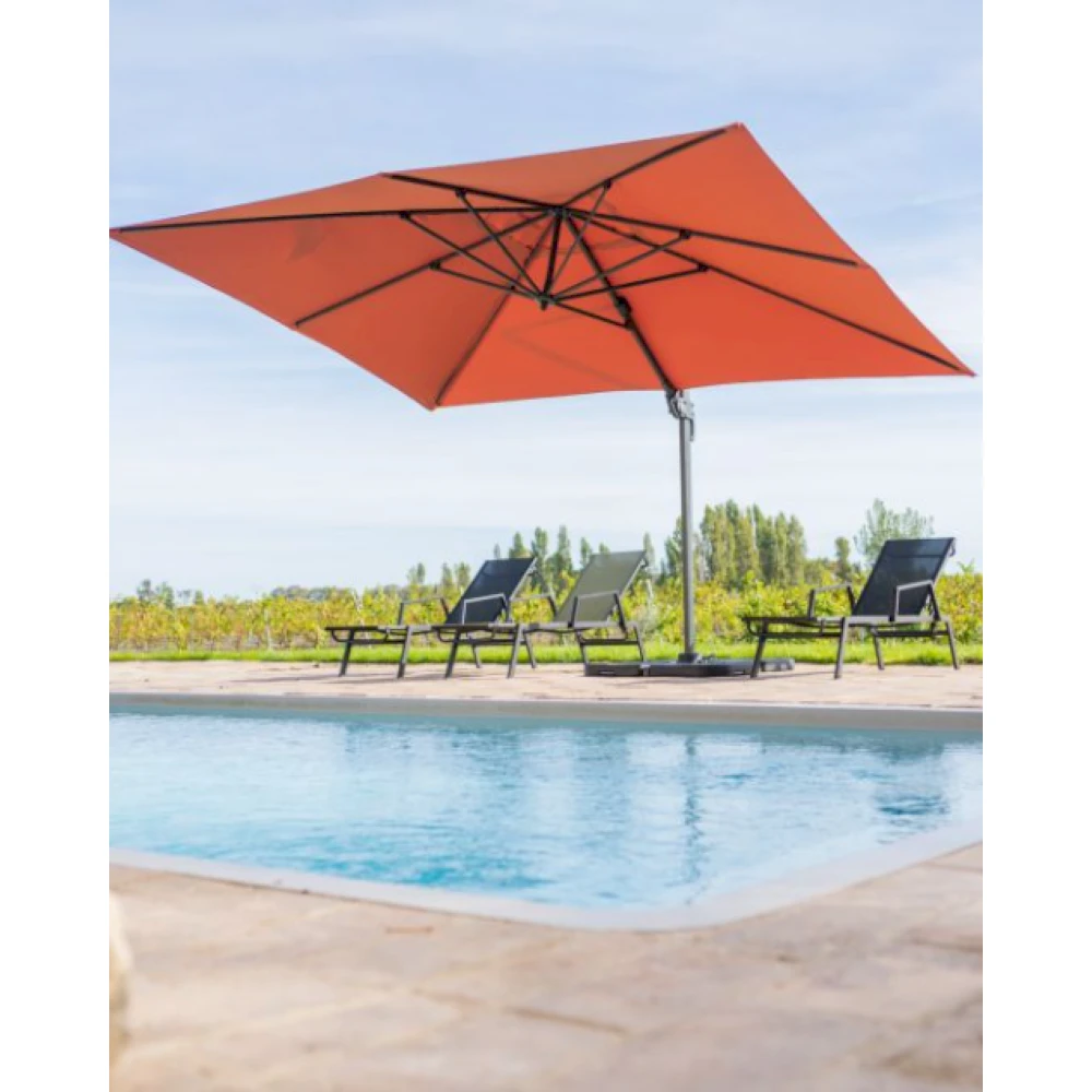 Parasol Déporté Terracotta + Dalle Et Housse L400xh272xl300 - Jules - Cezare 1 Parasol Déporté Terracotta + Dalle Et Housse L400xh272xl300 - Jules - Cezare