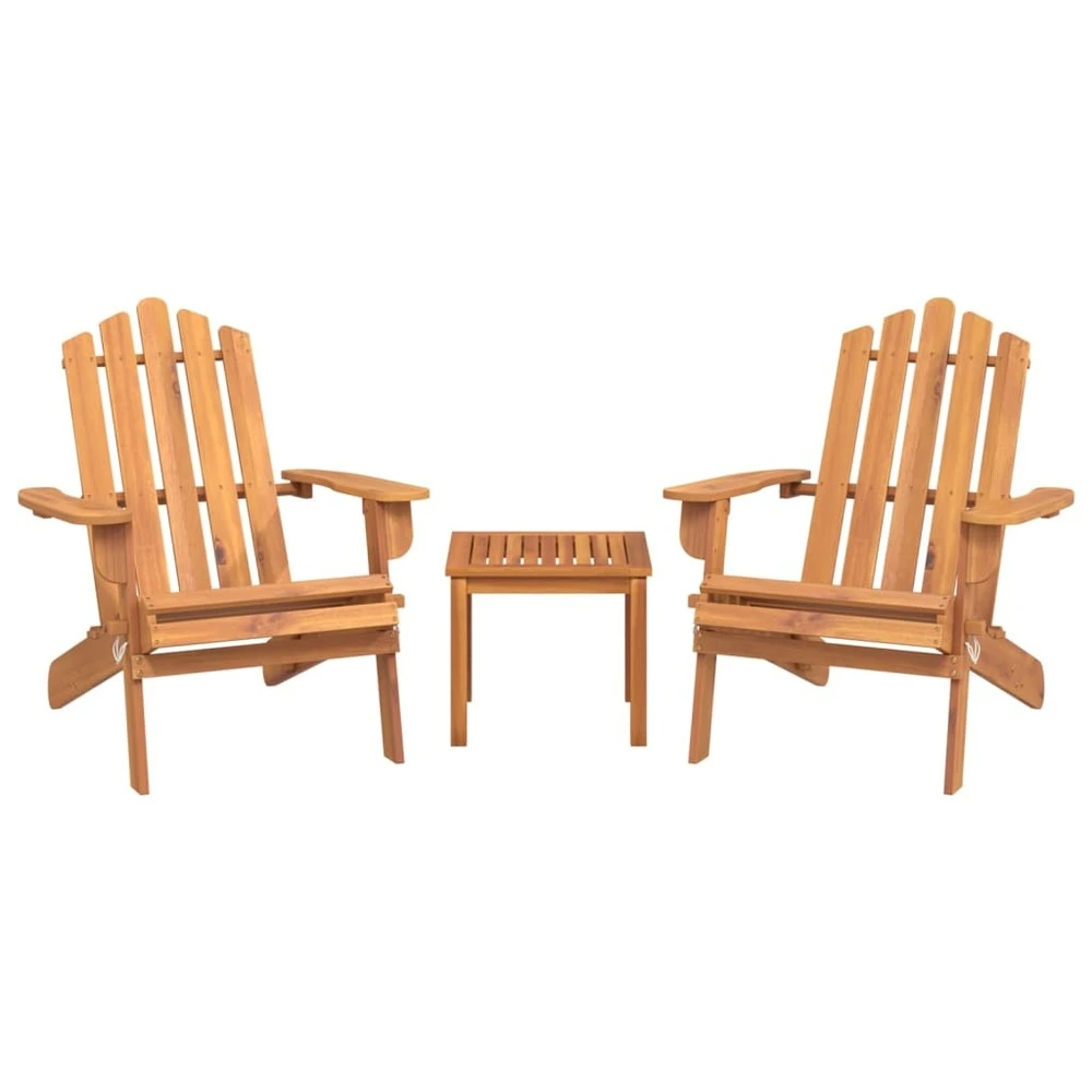 VIDAXL Ensemble De Salon De Jardin Adirondack 3 Pcs Bois Acacia Solide 3 VIDAXL Ensemble De Salon De Jardin Adirondack 3 Pcs Bois Acacia Solide – Image 3
