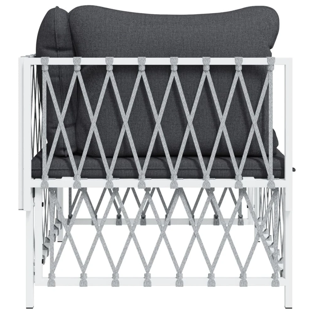 VIDAXL Canapé D'angle De Jardin Avec Coussins Blanc Tissu Tissé 5 VIDAXL Canapé D'angle De Jardin Avec Coussins Blanc Tissu Tissé – Image 5
