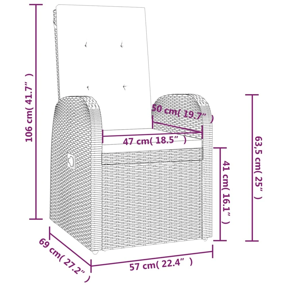 VIDAXL Ensemble De Salon De Jardin 3 Pcs Gris Poly Rotin Et Acacia 6 VIDAXL Ensemble De Salon De Jardin 3 Pcs Gris Poly Rotin Et Acacia – Image 6