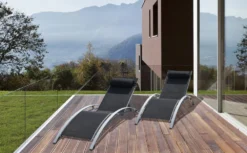 Baisao - Bain De Soleil Courbé Textilène Aluminium - Inclinable - Coussin De Tête - Léger Et Confortable - Gris/gris - X2 -Konst Decor Magasin 646d14a13104c9.91728158