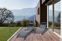 Baisao - Bain De Soleil Courbé Textilène Aluminium - Inclinable - Coussin De Tête - Léger Et Confortable - Gris/gris Anthracite - X2 -Konst Decor Magasin 646d14a285a155.53632750