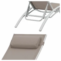 Baisao - Bain De Soleil Courbé Textilène Aluminium - Inclinable - Coussin De Tête - Léger Et Confortable - Taupe/blanc - X2 7 Baisao - Bain De Soleil Courbé Textilène Aluminium - Inclinable - Coussin De Tête - Léger Et Confortable - Taupe/blanc - X2 -Konst Decor Magasin 646d14a3880a75.01058907