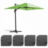 Parasol Déporté 2x3 M Et 4 Dalles à Remplir Aluminium Vert