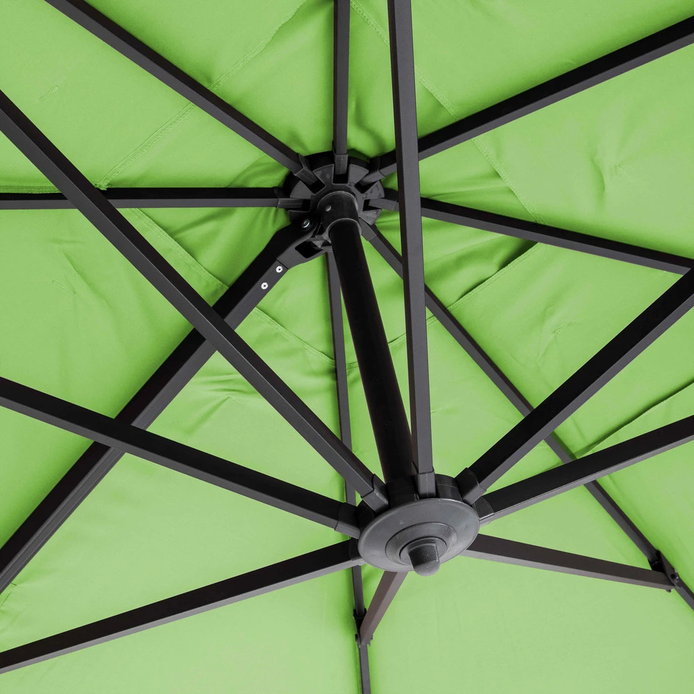 Parasol Déporté 2x3 M Et 4 Dalles Lestées Aluminium Vert 5 Parasol Déporté 2x3 M Et 4 Dalles Lestées Aluminium Vert – Image 5