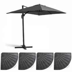 Parasol Déporté 2x3 M Et 4 Dalles Lestées Aluminium Gris Anthracite