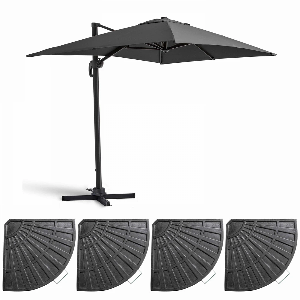 Parasol Déporté 2x3 M Et 4 Dalles Lestées Aluminium Gris Anthracite 1 Parasol Déporté 2x3 M Et 4 Dalles Lestées Aluminium Gris Anthracite