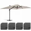 Parasol Déporté 3x4m Et 4 Dalles à Remplir Aluminium Blanc