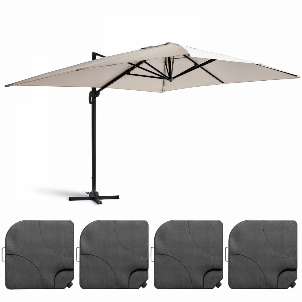 Parasol Déporté 3x4m Et 4 Dalles à Remplir Aluminium Blanc 1 Parasol Déporté 3x4m Et 4 Dalles à Remplir Aluminium Blanc