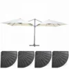 Double Parasol Déporté 3m Et 4 Dalles Lestées Aluminium Blanc