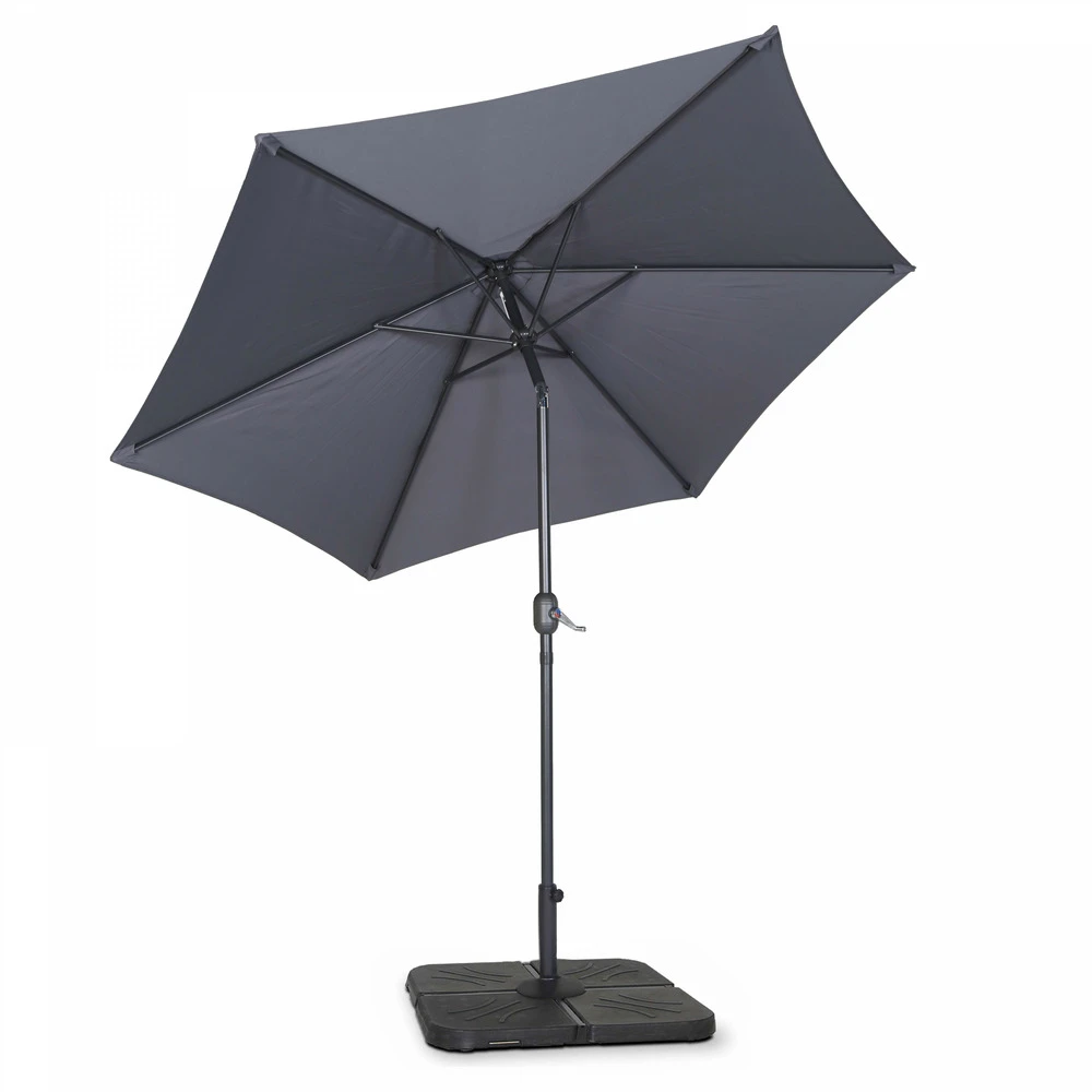 Parasol Droit Inclinable 3m Et 4 Dalles à Lester Remplissables Gris 3 Parasol Droit Inclinable 3m Et 4 Dalles à Lester Remplissables Gris – Image 3