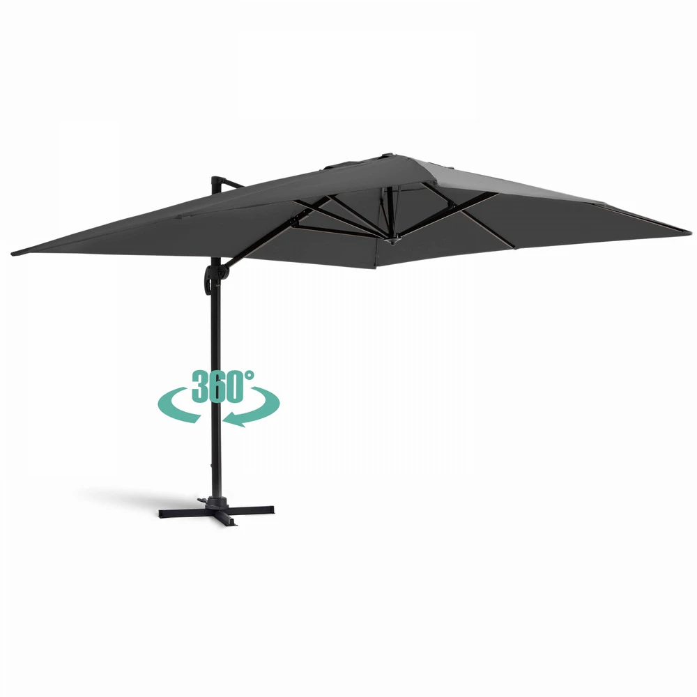 Parasol Déporté 3x4m Et 4 Dalles à Remplir Aluminium Gris 2 Parasol Déporté 3x4m Et 4 Dalles à Remplir Aluminium Gris – Image 2