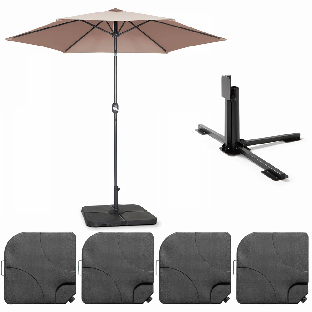 Parasol Droit Inclinable 3m Et 4 Dalles à Lester Remplissables Taupe 1 Parasol Droit Inclinable 3m Et 4 Dalles à Lester Remplissables Taupe