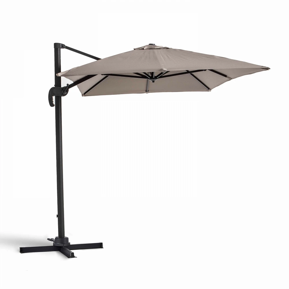 Parasol Déporté 2x3m En Aluminium Taupe 3 Parasol Déporté 2x3m En Aluminium Taupe – Image 3